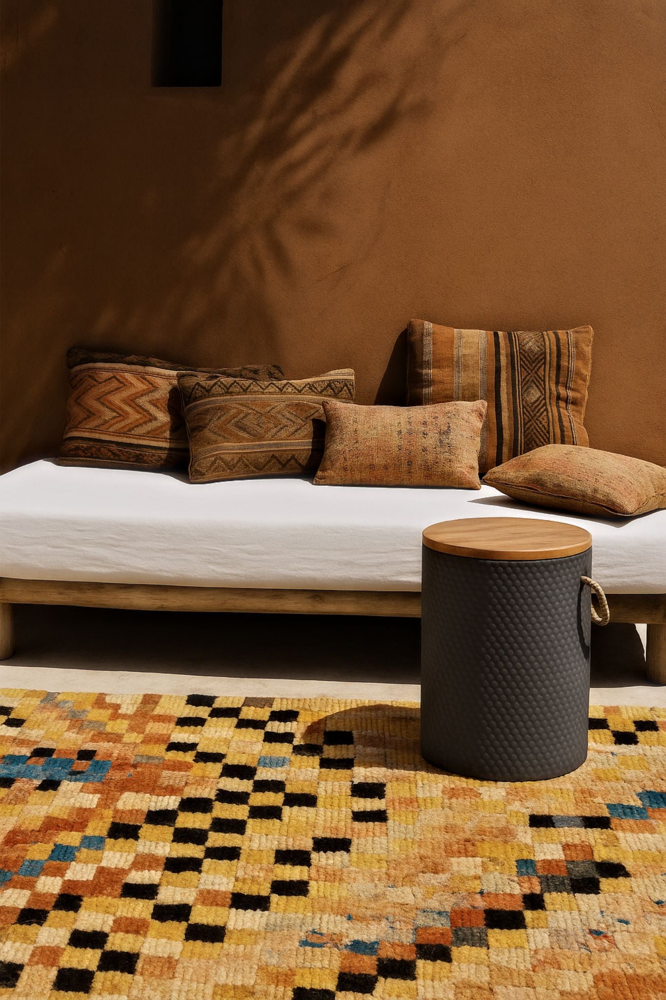 Katy Storage Stool – Cement Body with Acacia Wood Lid