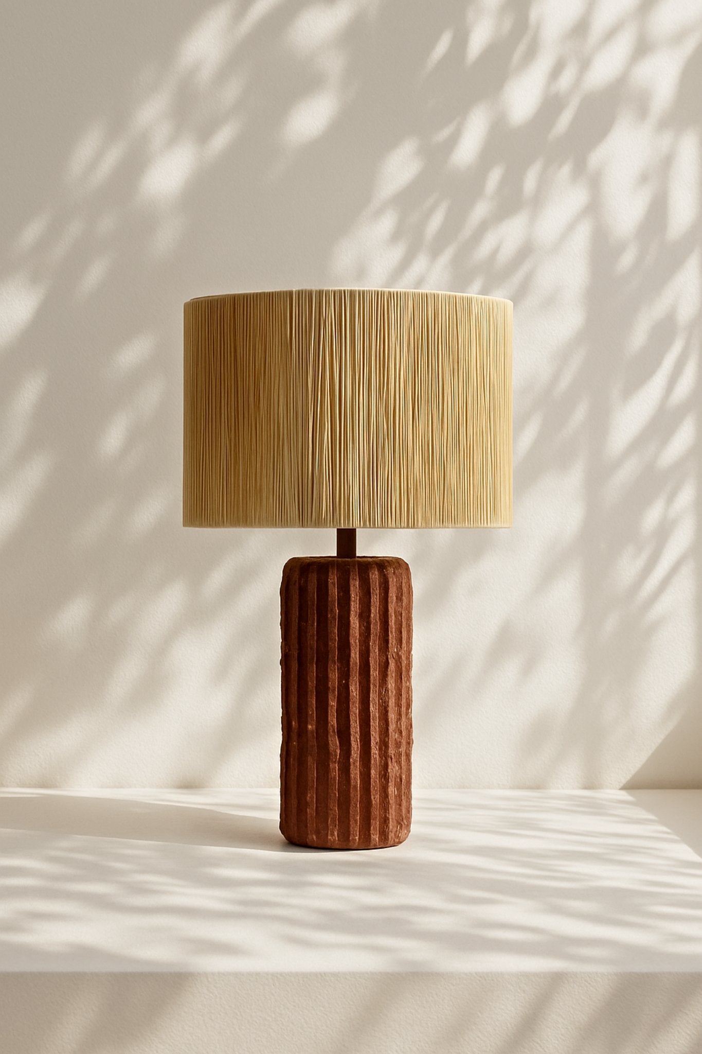 Brava Table Lamp – Raffia Shade, Terracotta Base