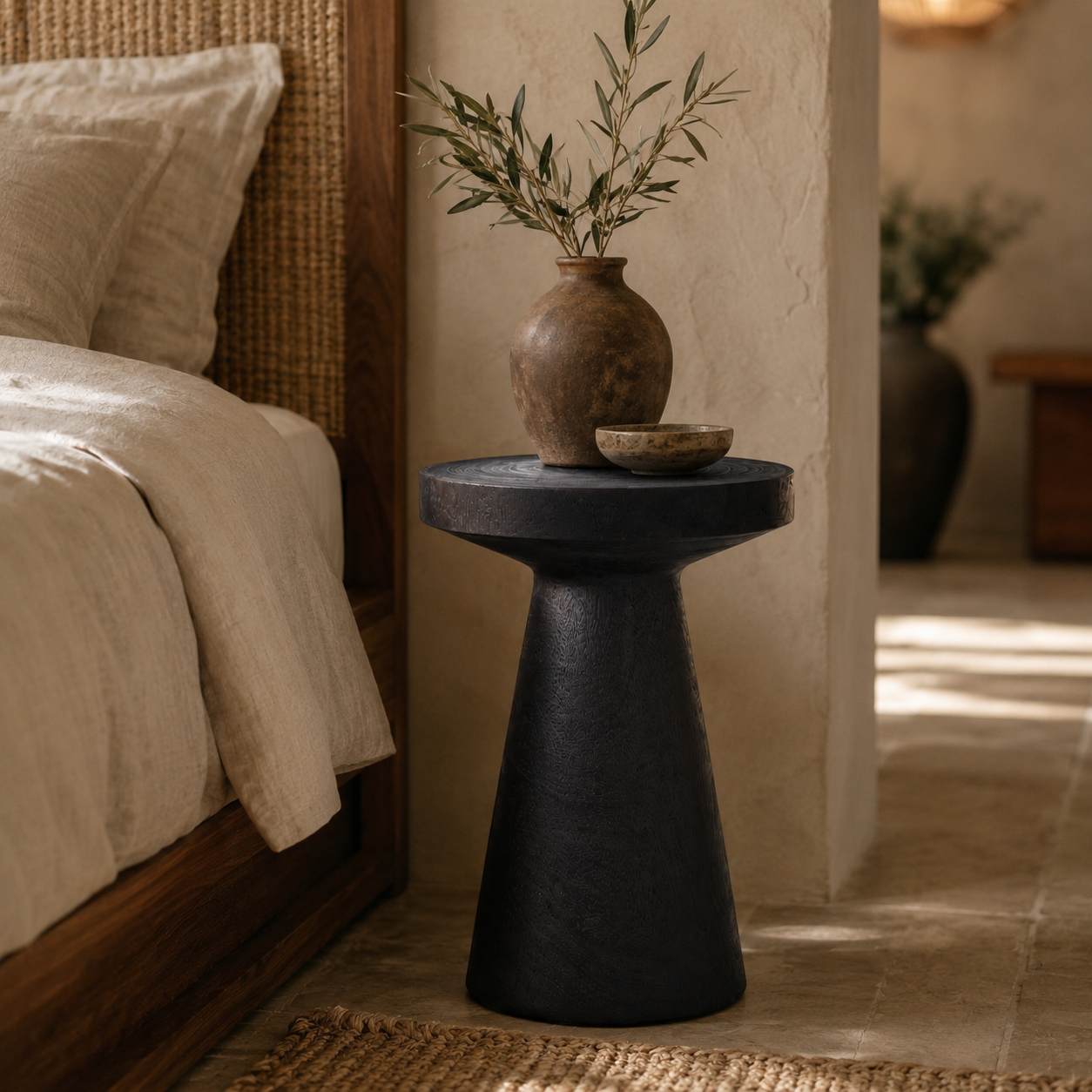 Nero Solid Wood Side Table