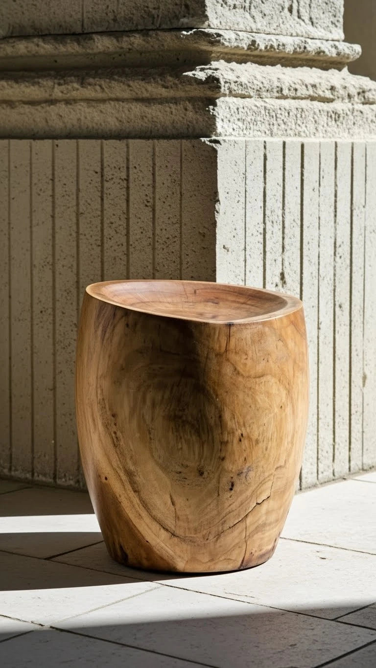 Nual Natural Stool – Suar Wood