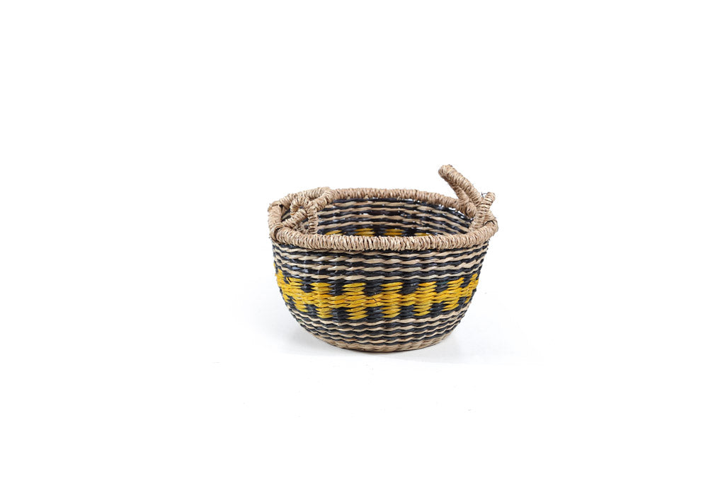 Cocktail Basket Set – Black, Yellow & Natural (5 pcs)