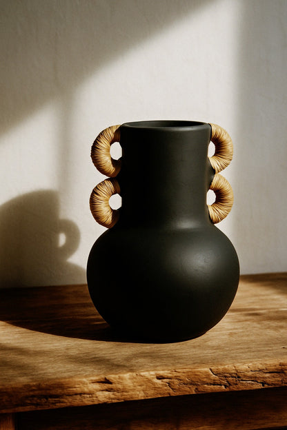 Kore Decorative Vase – Rattan Handles
