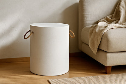 Thalassa  Stool – White Cement with Rope Handles