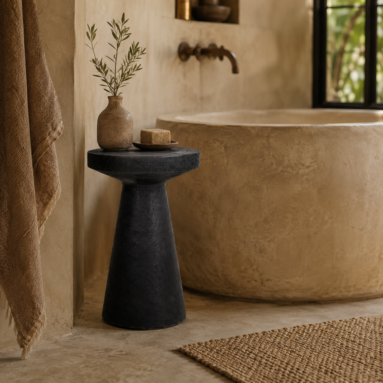 Nero Solid  Wood Side Table