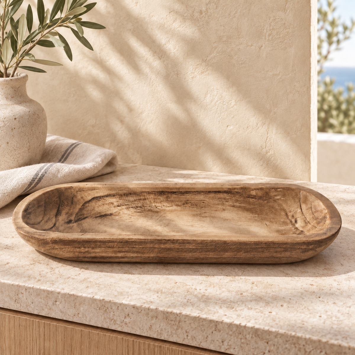 Vintage Mango Wood Decorative Platter – Brown