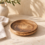 Round Mango Wood Decorative Platter – Brown