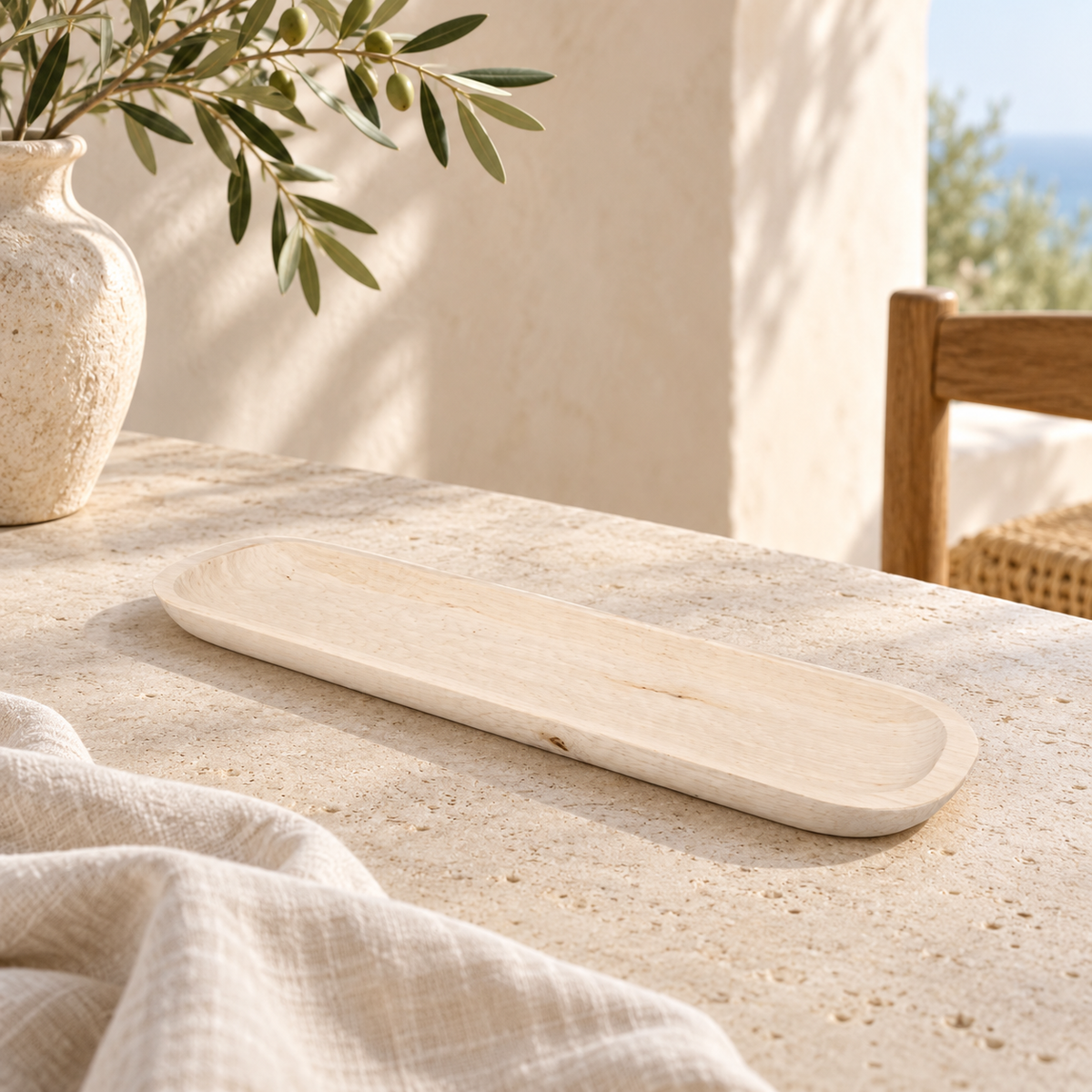 Oval Paulownia Decorative Platter – Natural