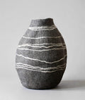 Felt Striped Gourd Vase – Hand-Felted Wool Object