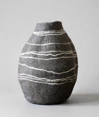 Felt Striped Gourd Vase – Hand-Felted Wool Object