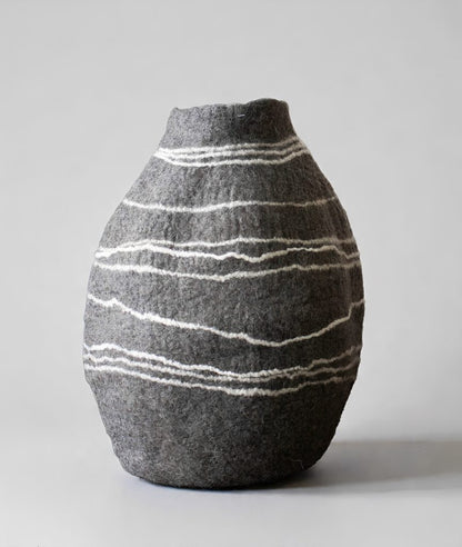 Felt Striped Gourd Vase - Αγγείο  από Φυσικό Μαλλί