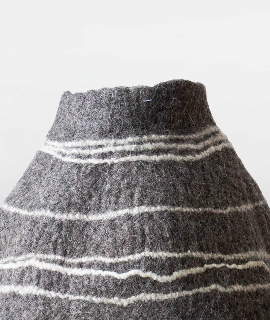 Felt Striped Gourd Vase – Hand-Felted Wool Object