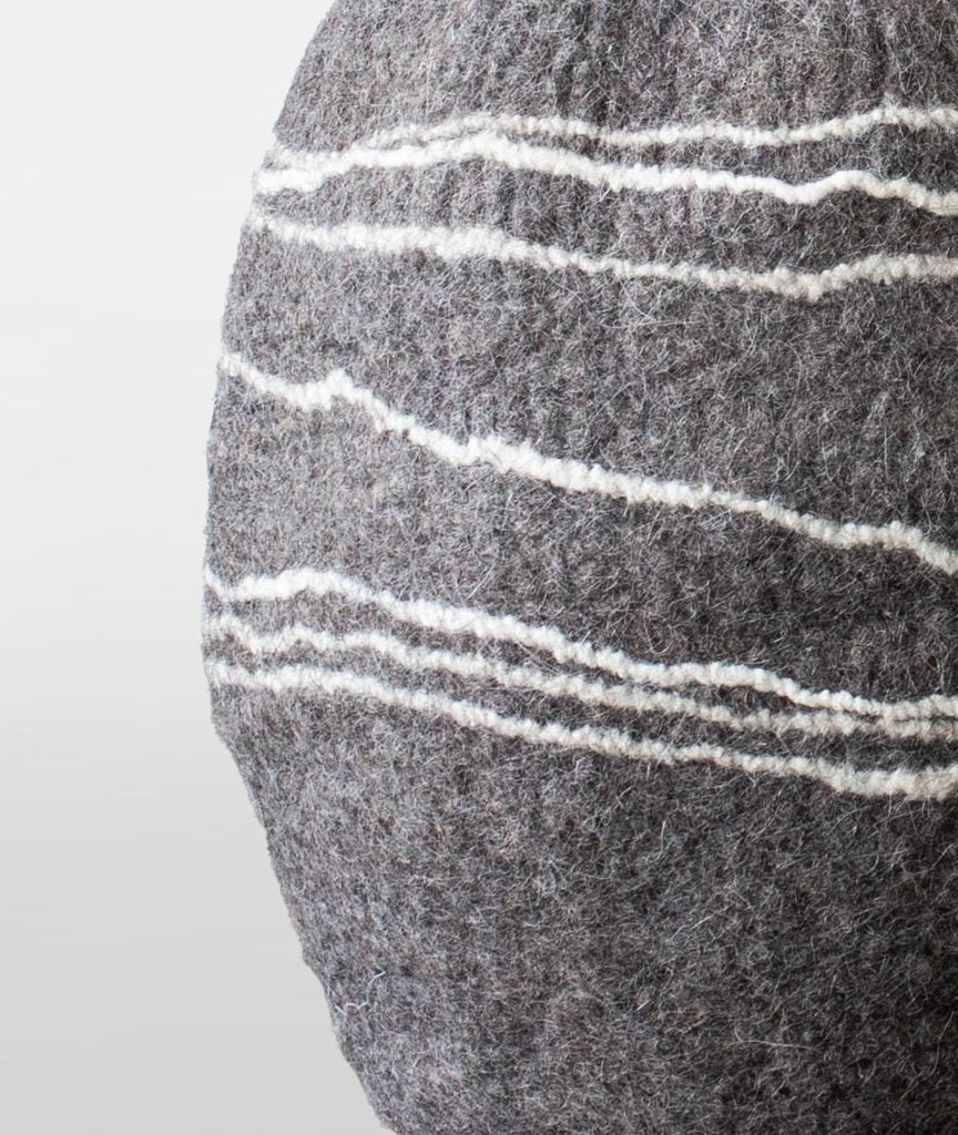 Felt Striped Gourd Vase – Hand-Felted Wool Object