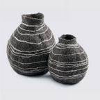Felt Striped Gourd Vase – Hand-Felted Wool Object
