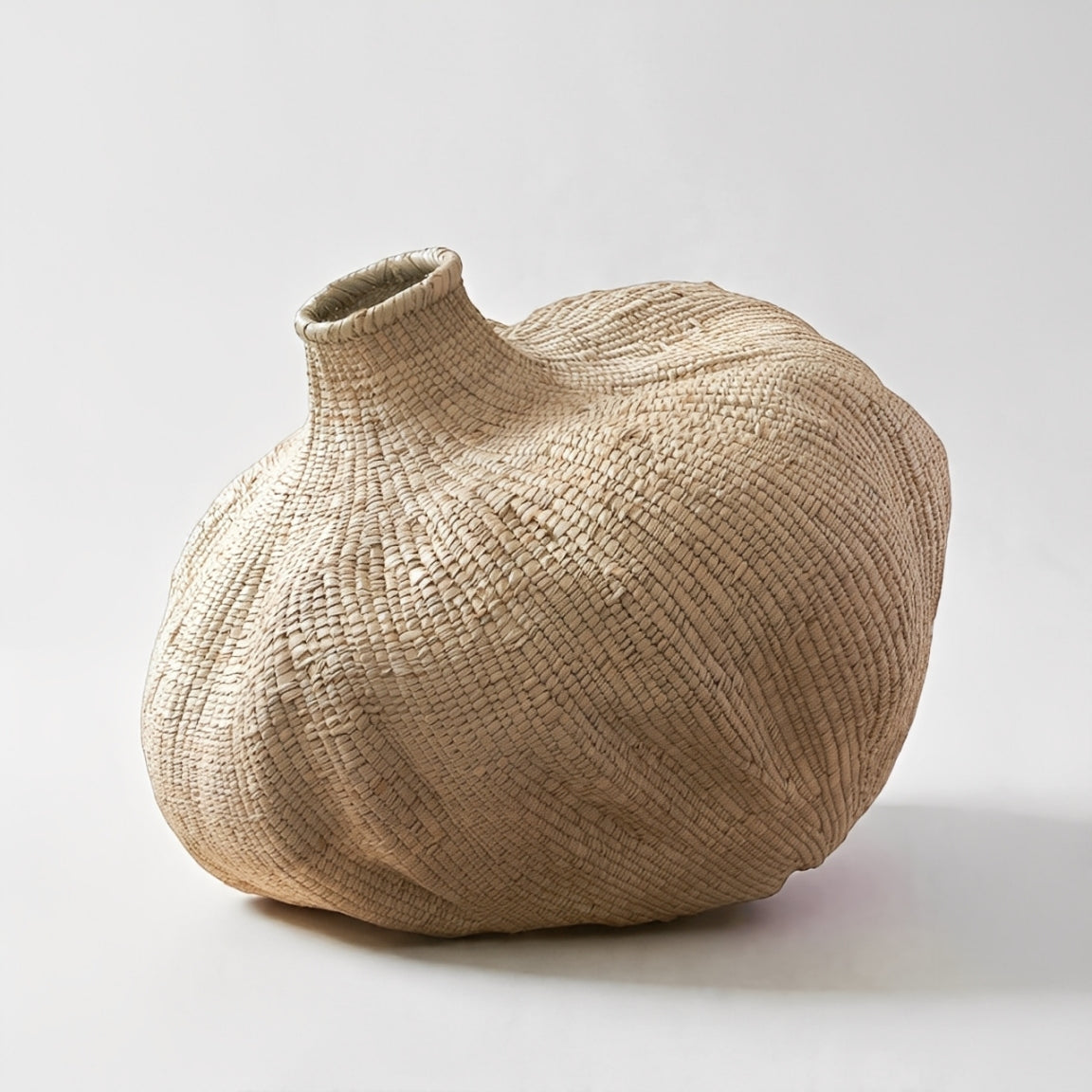 Garlic Basket – Handwoven Ilala Palm Floor Object