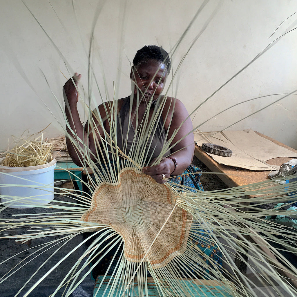 Garlic Basket – Handwoven Ilala Palm Floor Object