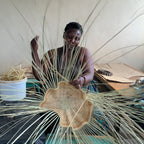 Garlic Basket – Handwoven Ilala Palm Floor Object