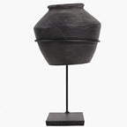 Soma Black Ceramic Vase on Iron Stand