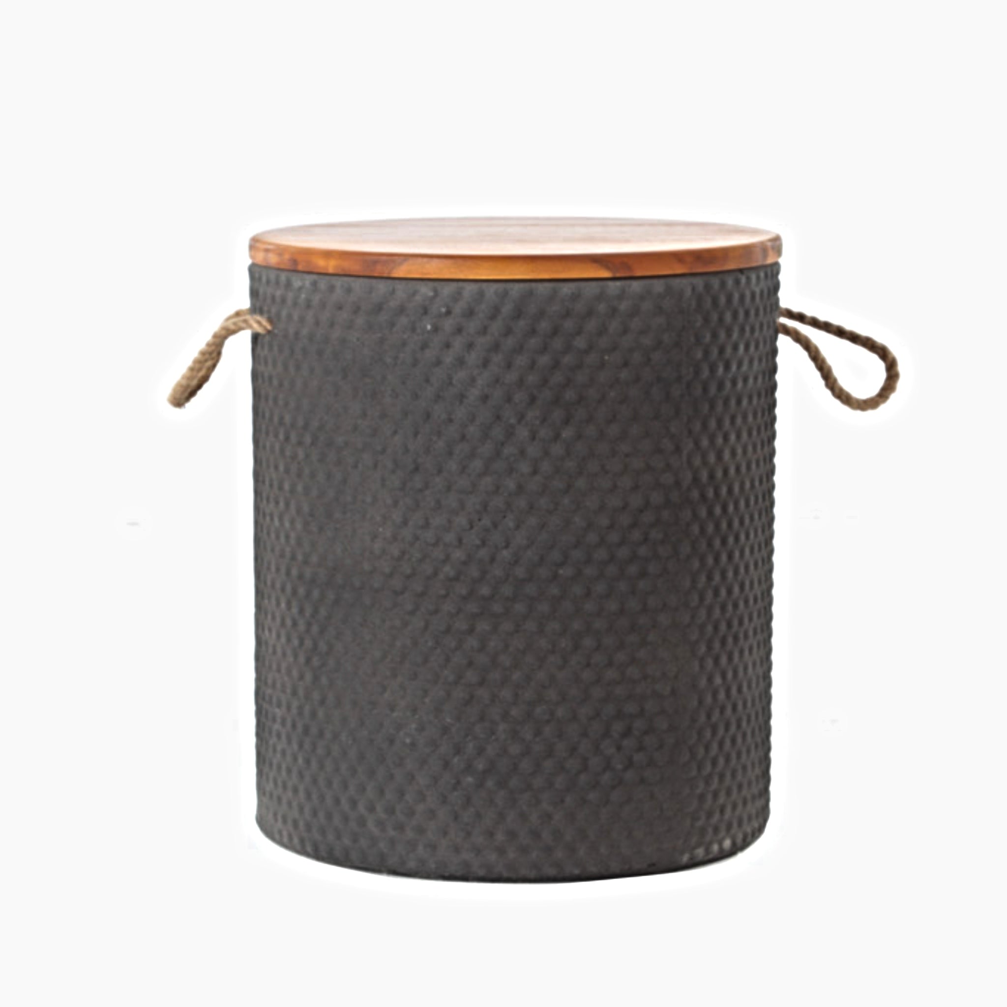 Katy Storage Stool – Cement Body with Acacia Wood Lid