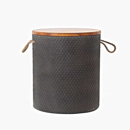 Katy Storage Stool – Cement Body with Acacia Wood Lid