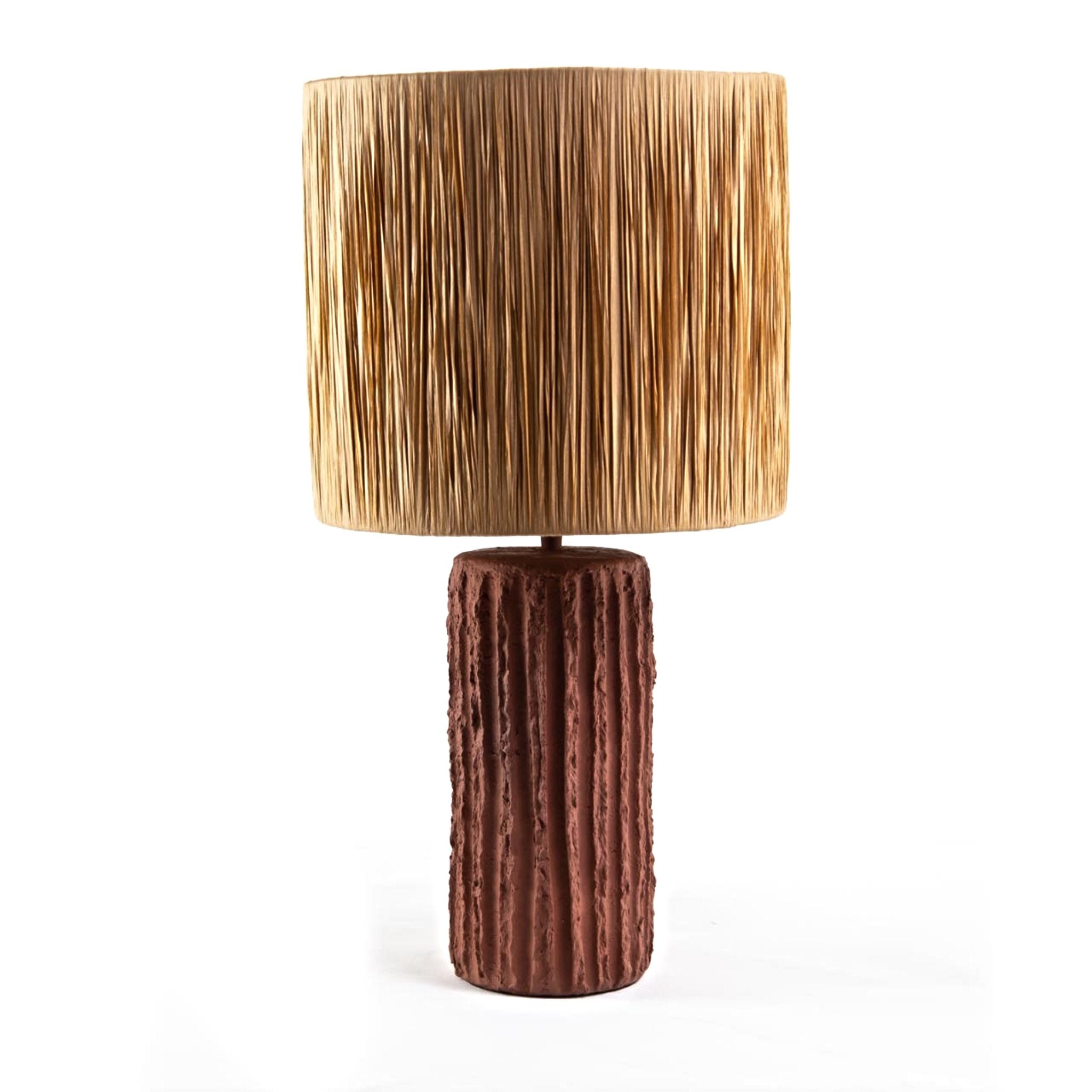 Brava Table Lamp – Raffia Shade, Terracotta Base