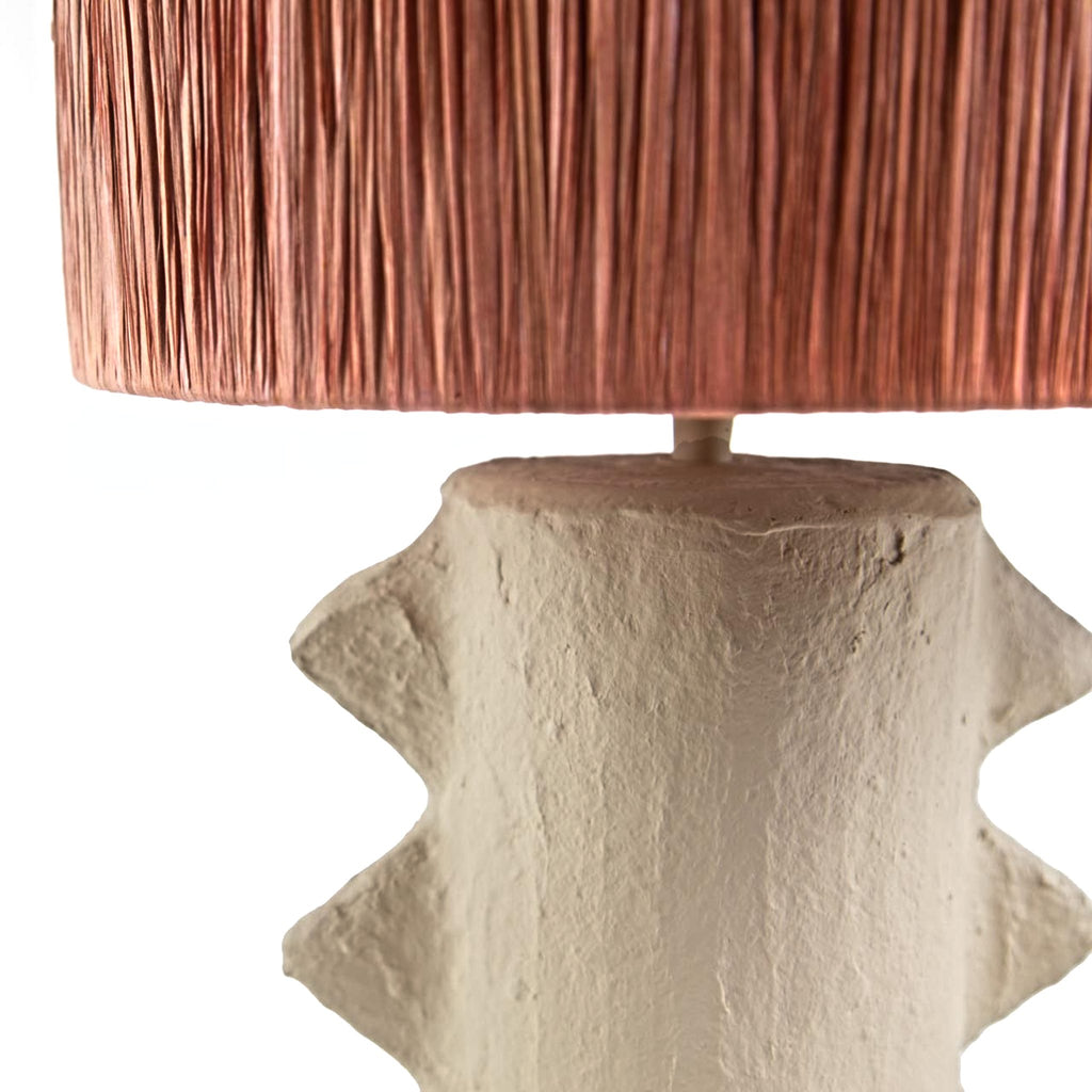 Miela Table Lamp – Raffia Shade, Beige & Terracotta