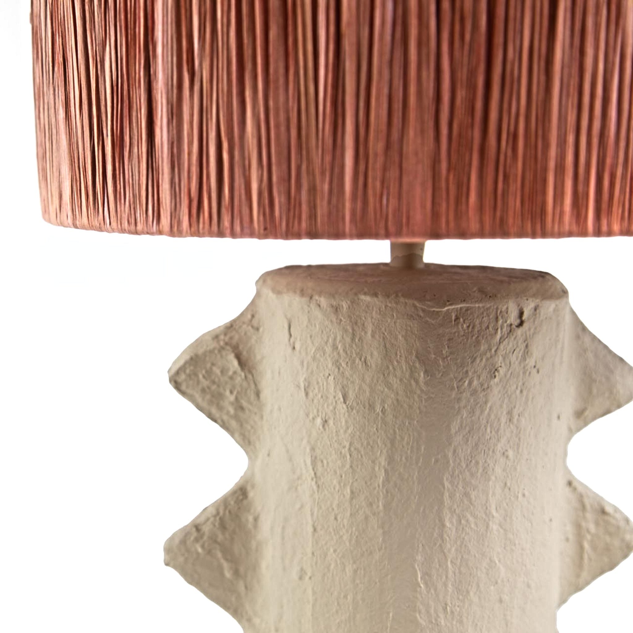 Miela Table Lamp – Raffia Shade, Beige & Terracotta