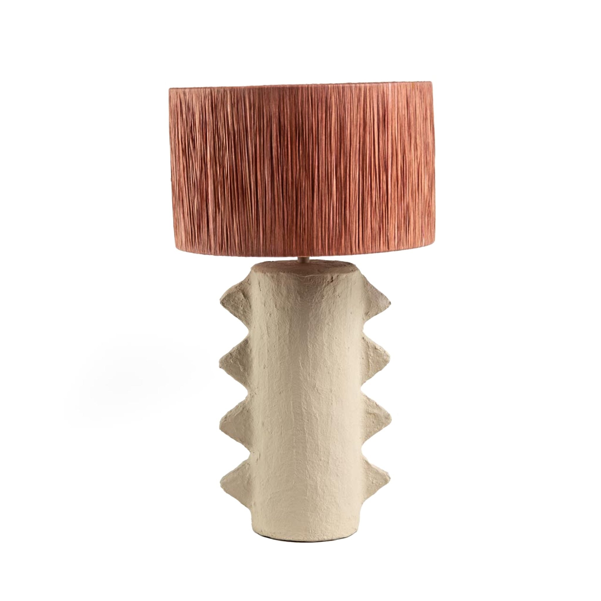 Miela Table Lamp – Raffia Shade, Beige & Terracotta