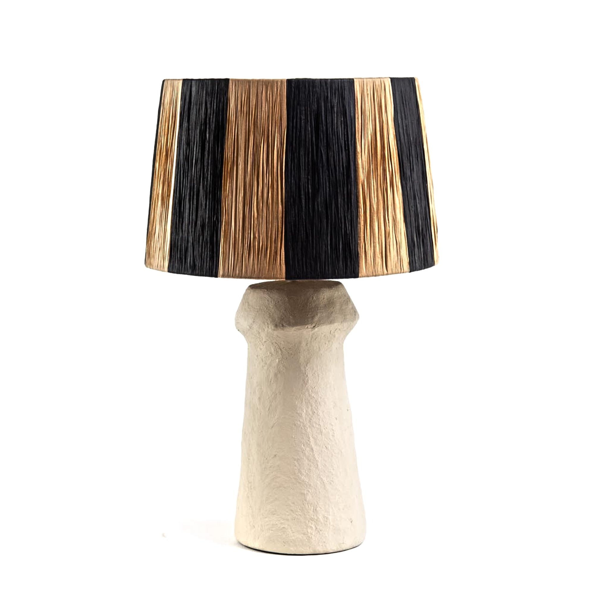 Juvela Table Lamp – Raffia Shade, Beige & Black