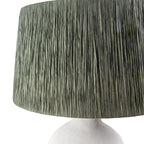 Fajra Table Lamp – Green Raffia Shade, White Base
