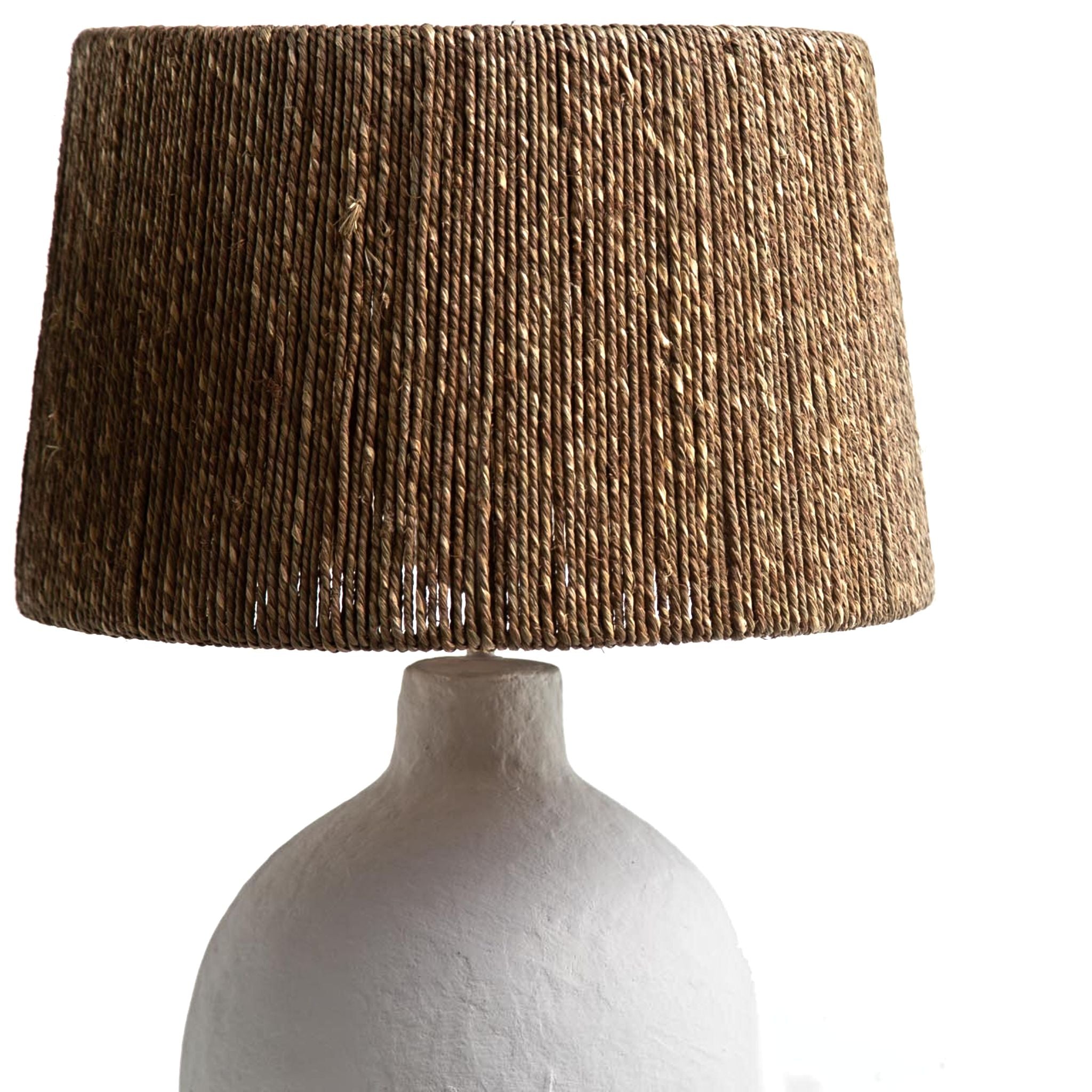 Fajra Table Lamp – Beige Seagrass Shade, White Base