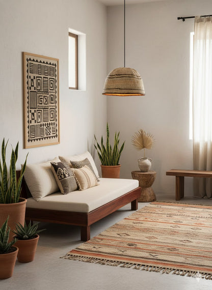 Striped Ilala Palm Pendant Lampshade