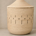 Handwoven Palm Storage Basket with Lid (Patterned)
