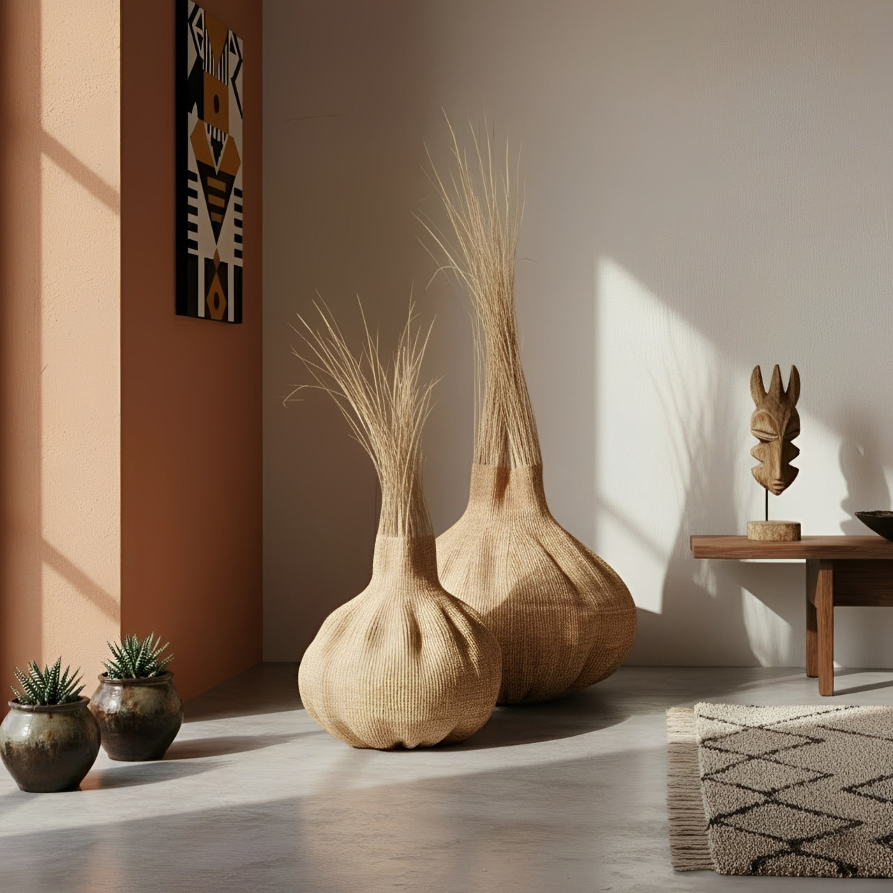 Handwoven Sisal Gourd Basket (Natural)