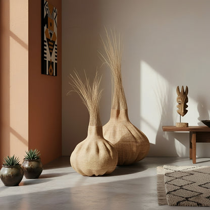 Handwoven Sisal Gourd Basket (Natural)