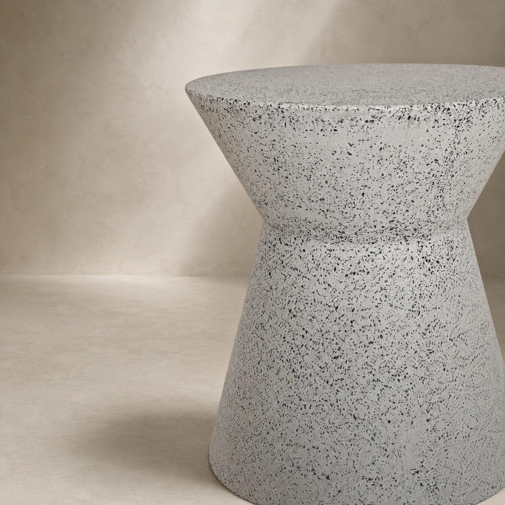 Biella Terrazzo Cement Side Table – Grey Speckled