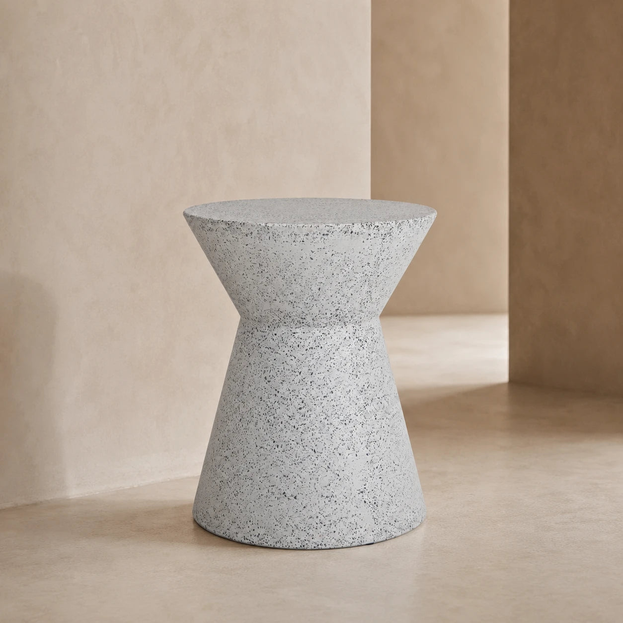 Biella Terrazzo Cement Side Table – Grey Speckled