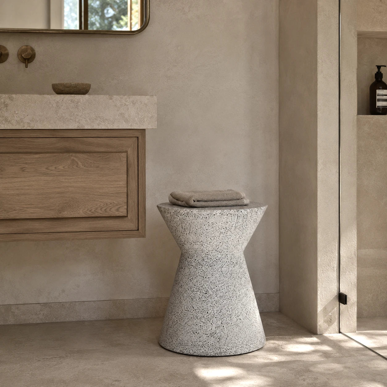 Biella Terrazzo Cement Side Table – Grey Speckled