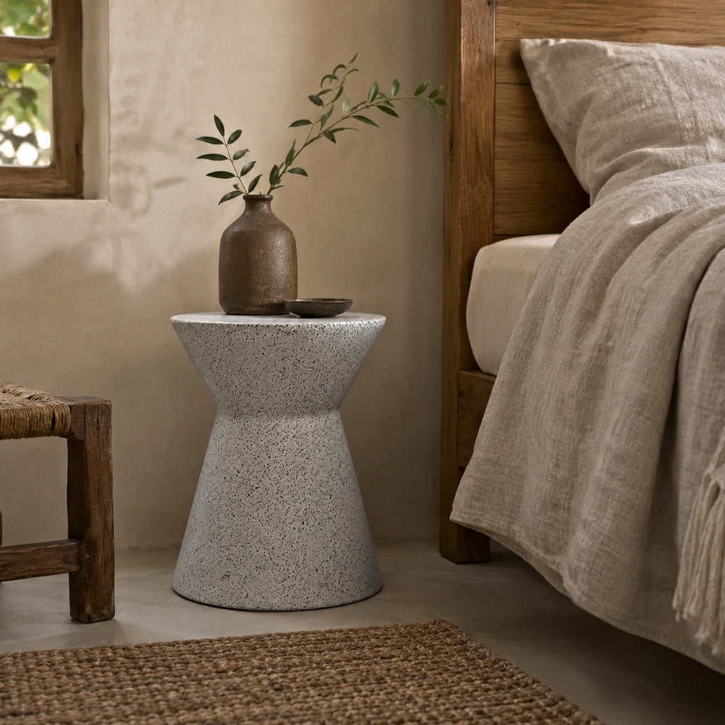 Biella Terrazzo Cement Side Table – Grey Speckled