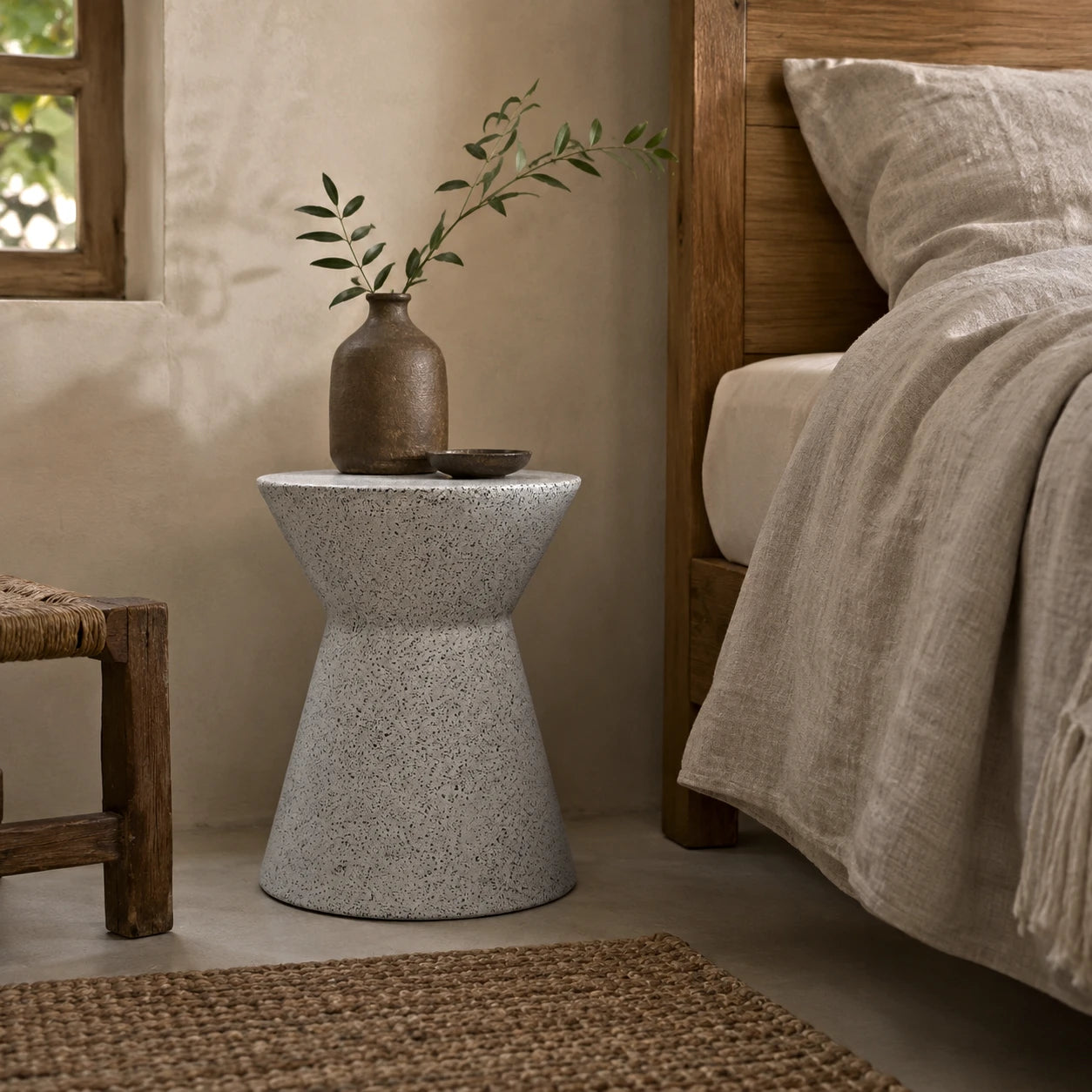 Biella Terrazzo Cement Side Table – Grey Speckled