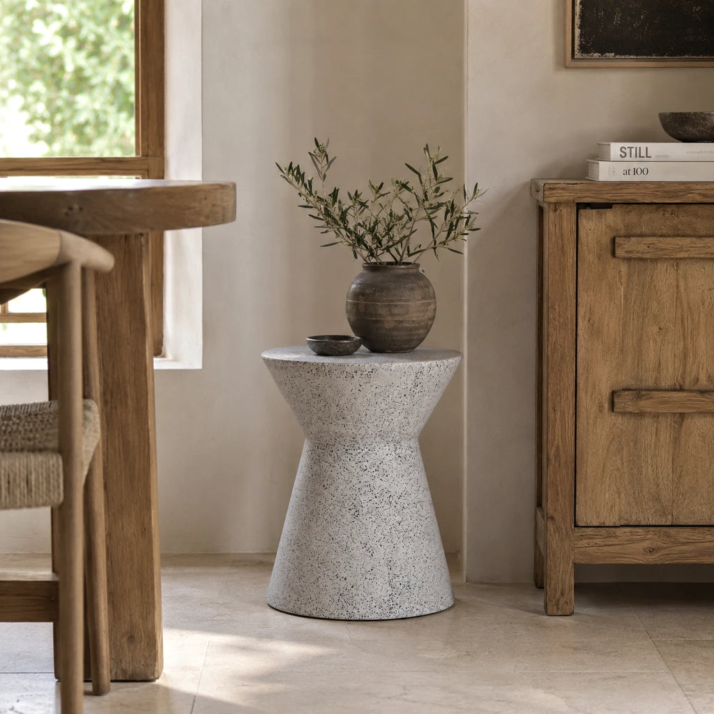 Biella Terrazzo Cement Side Table – Grey Speckled