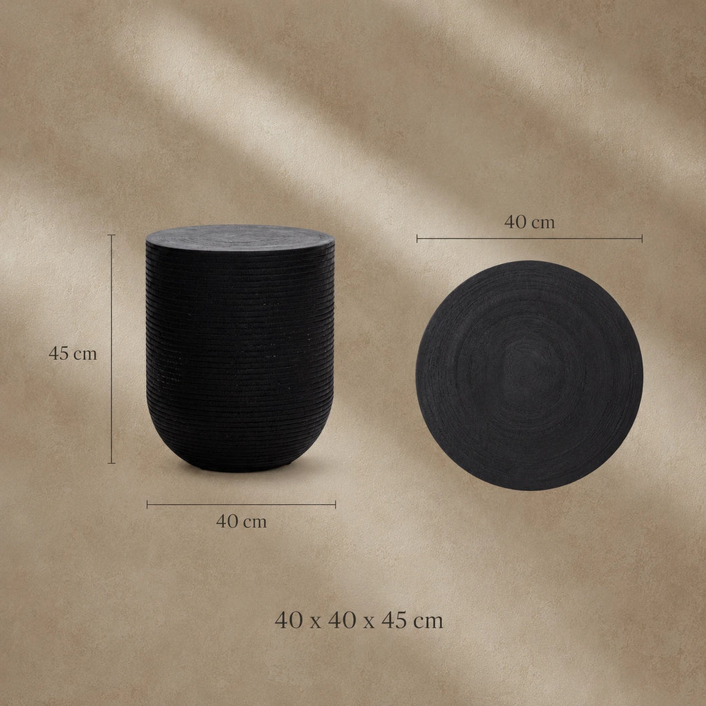 Siya Black Solid Suar Wood Side Table