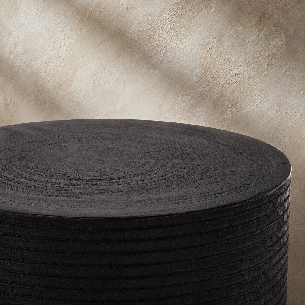 Siya Black Solid Suar Wood Side Table