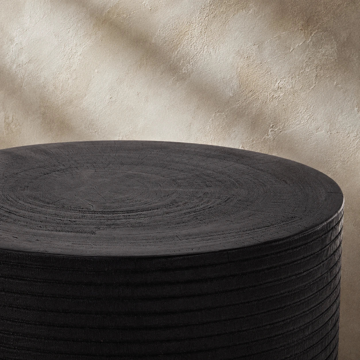 Siya Black Solid Suar Wood Side Table