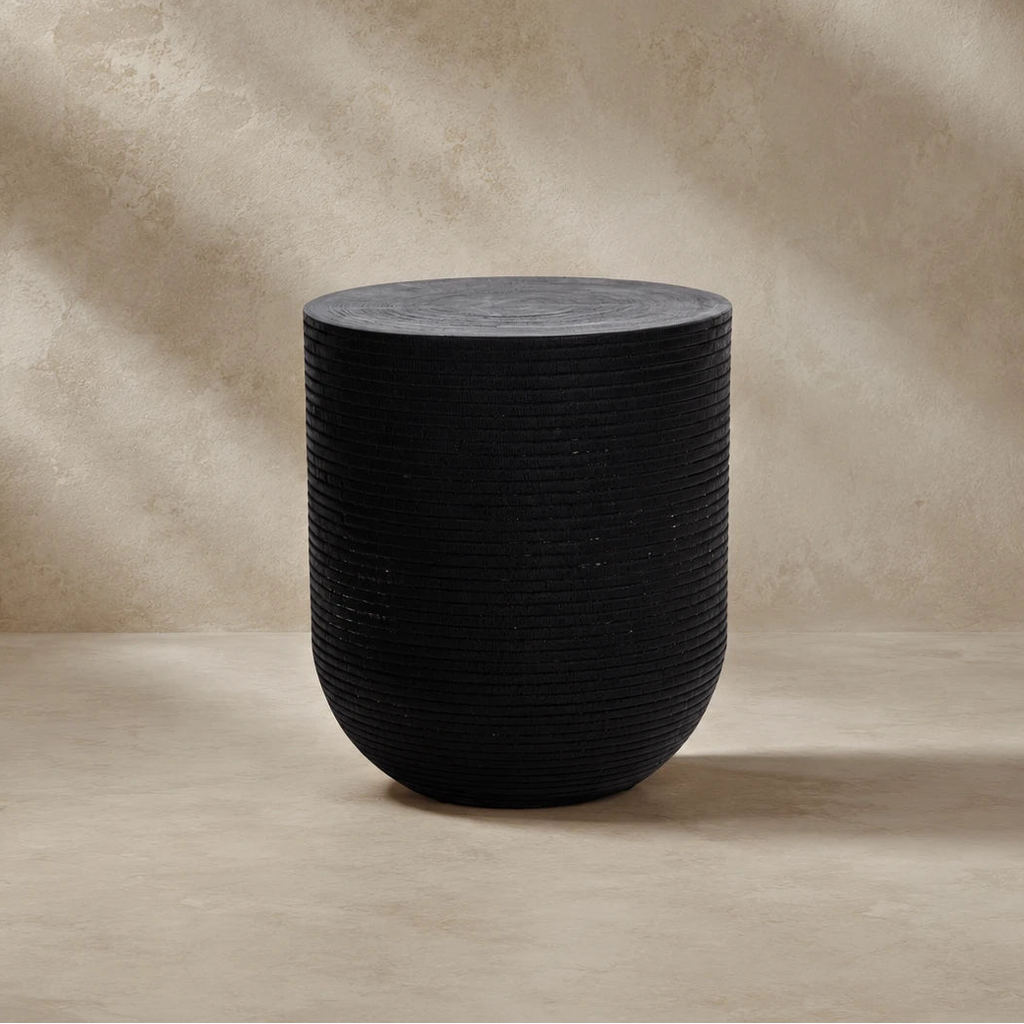 Siya Black Solid Suar Wood Side Table