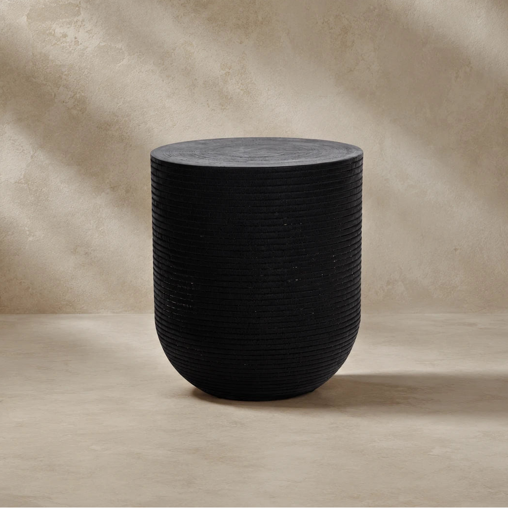 Siya Black Solid Suar Wood Side Table