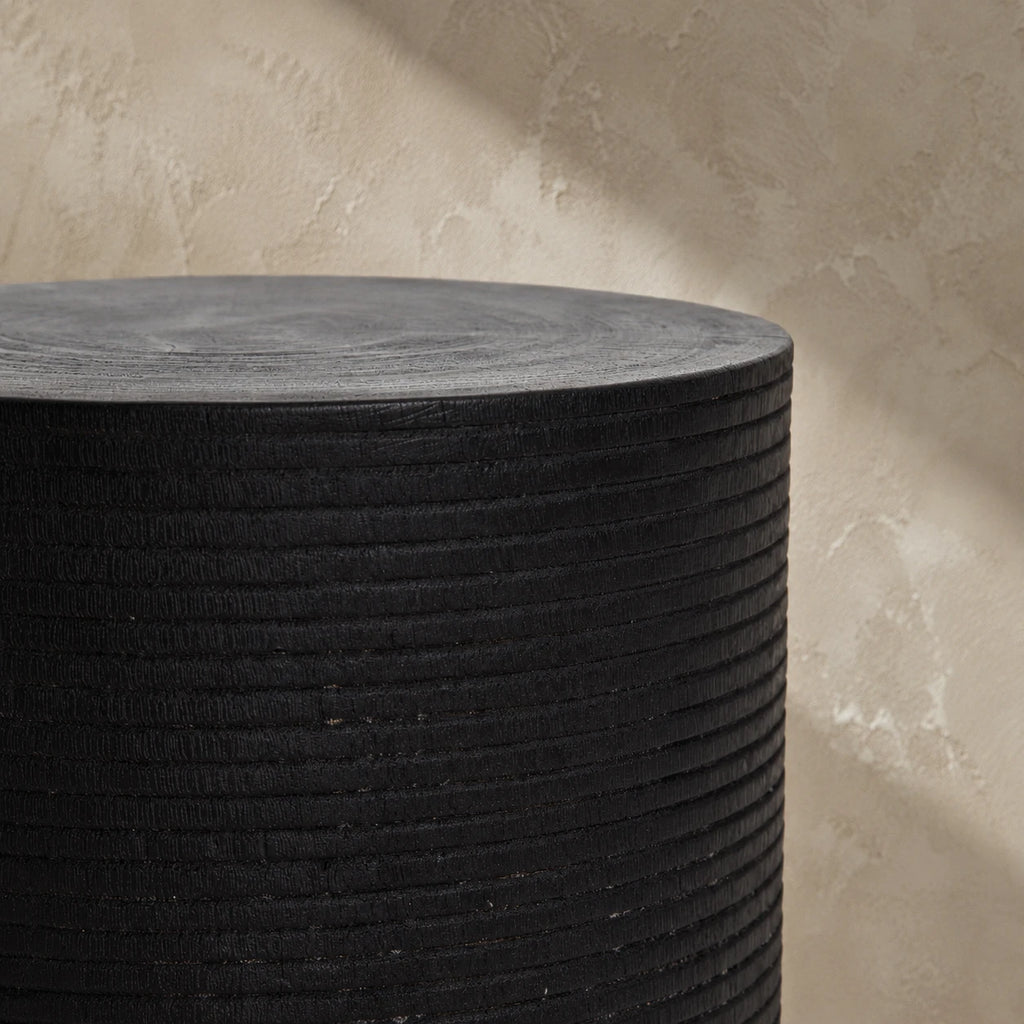 Siya Black Solid Suar Wood Side Table