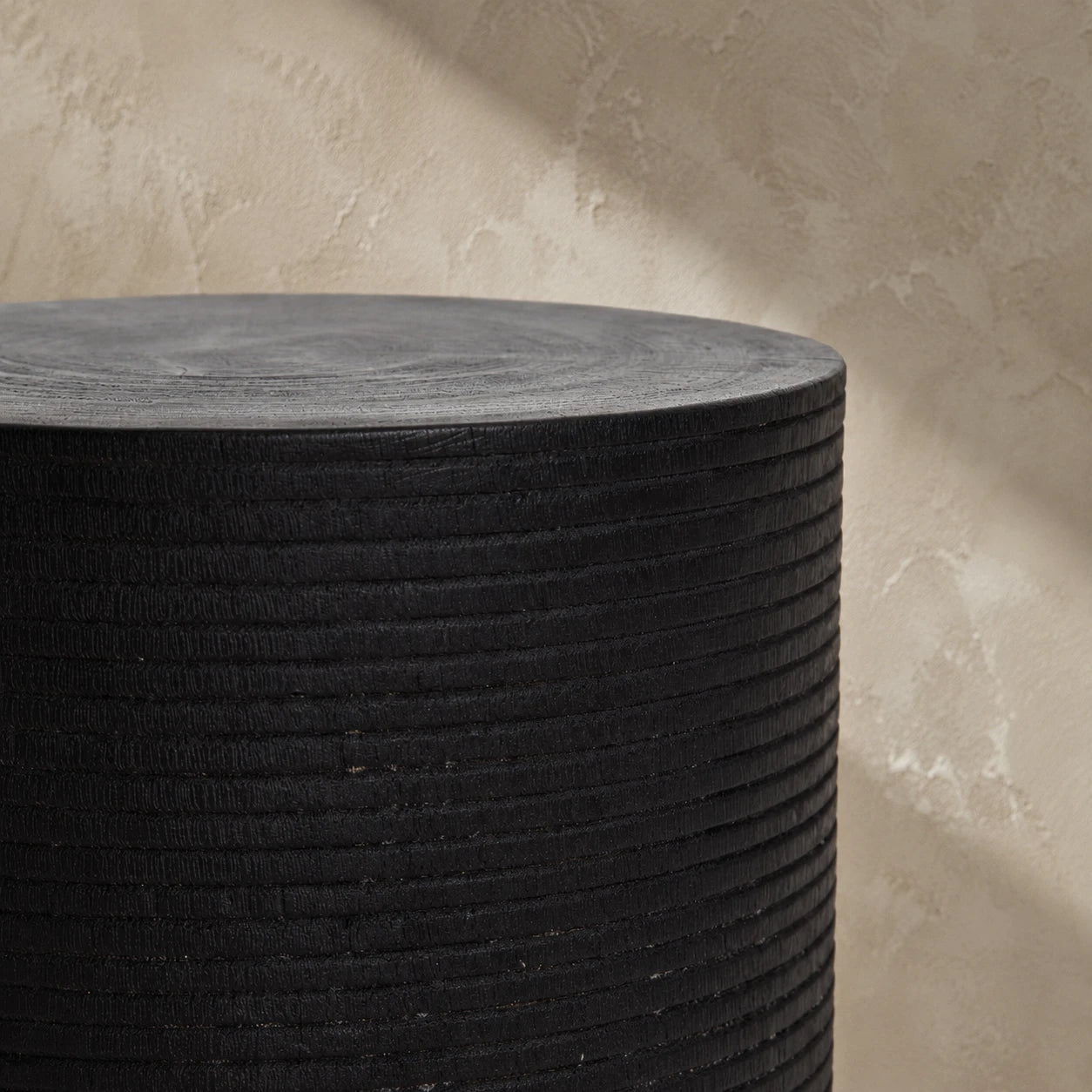 Siya Black Solid Suar Wood Side Table