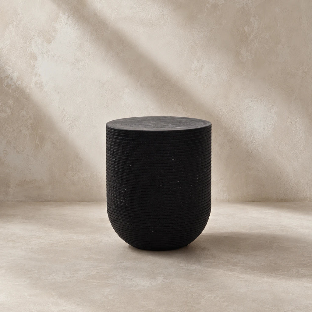 Siya Black Solid Suar Wood Side Table