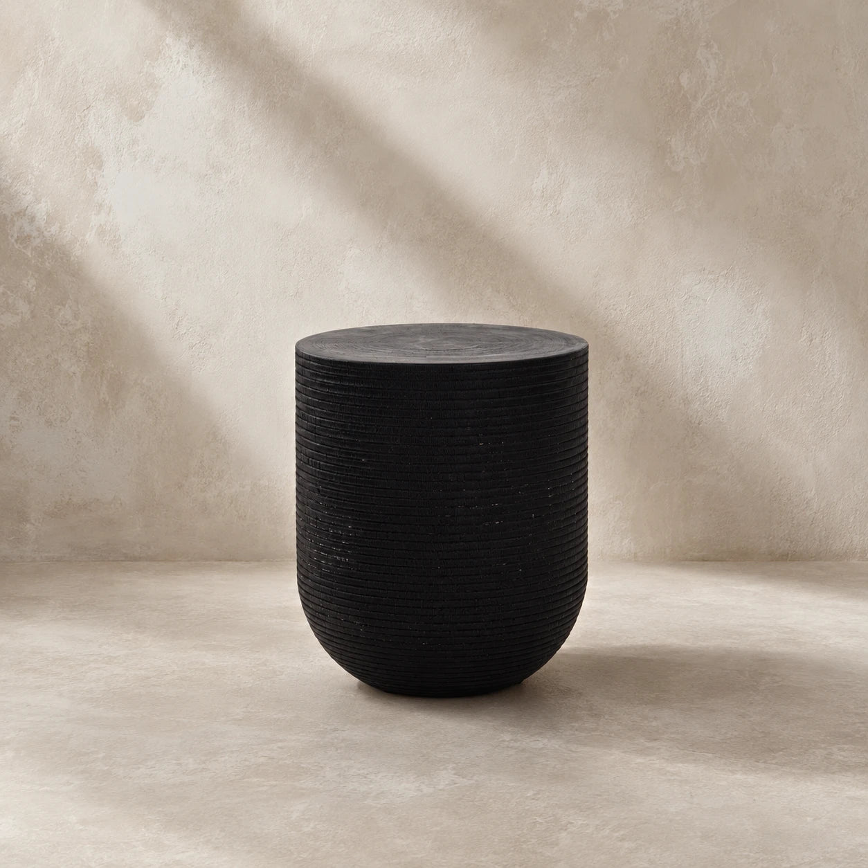 Siya Black Solid Suar Wood Side Table