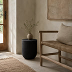 Siya Black Solid Suar Wood Side Table